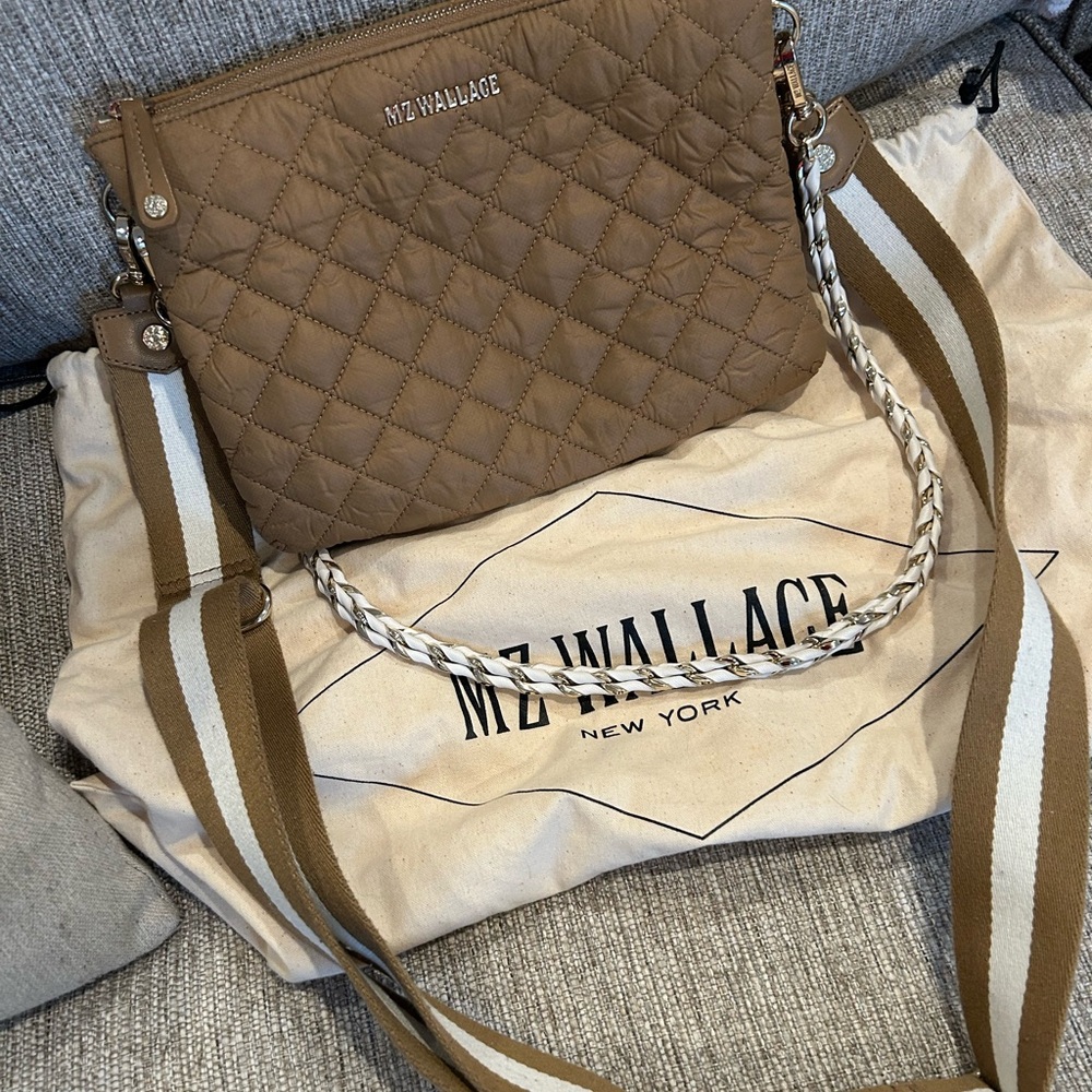 MZ Wallace Tan Quilted Crossbody Bag